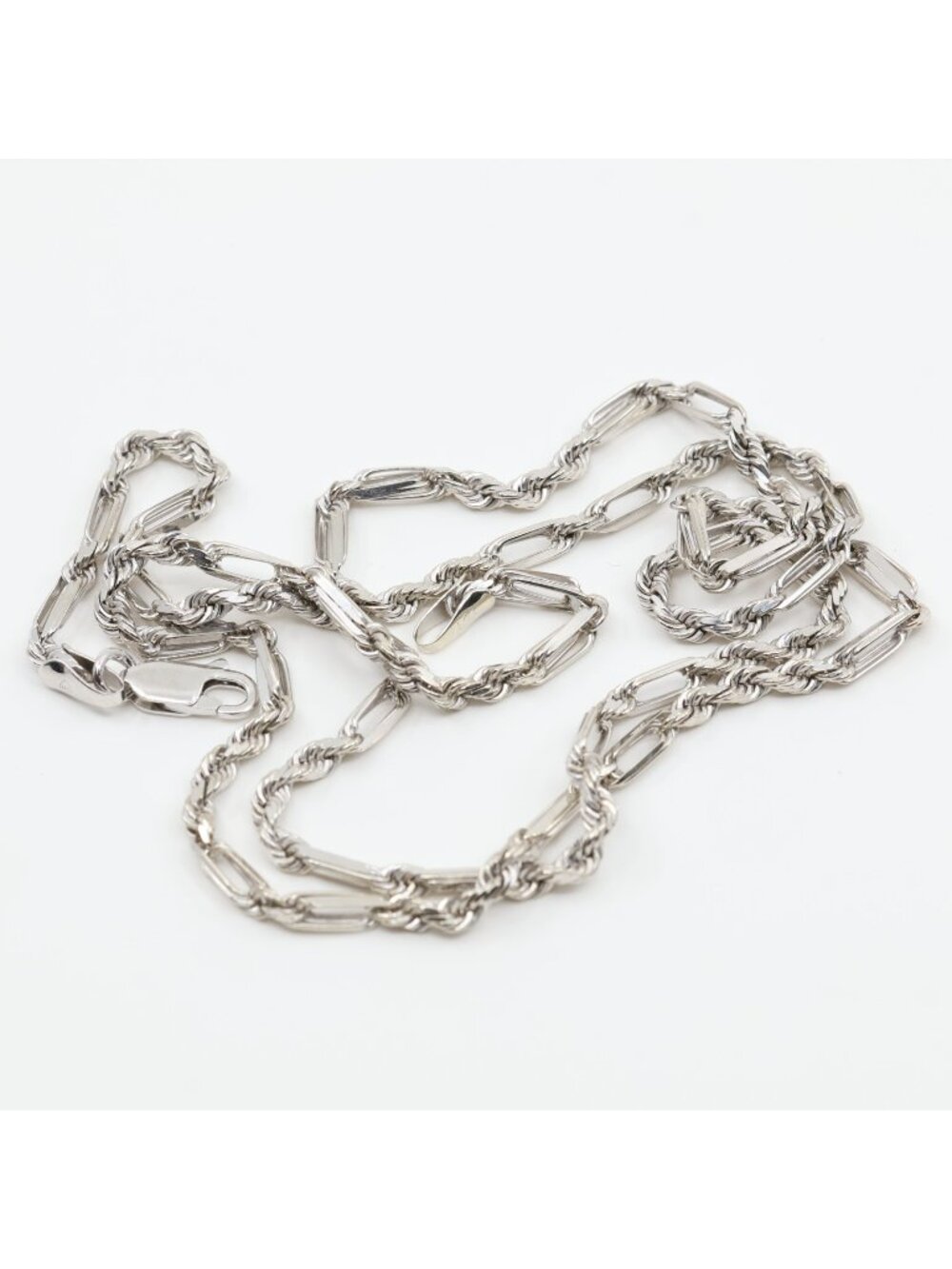 Unique 14K Karat Solid White Gold Designer Milano Rope Chain Necklace - 22.75" L